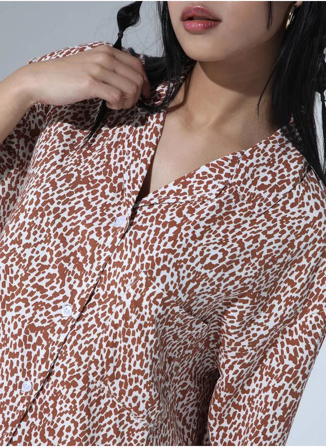 Hubberholme Ditsy Print Notch Lapel Relaxed Fit Shirt by Styli