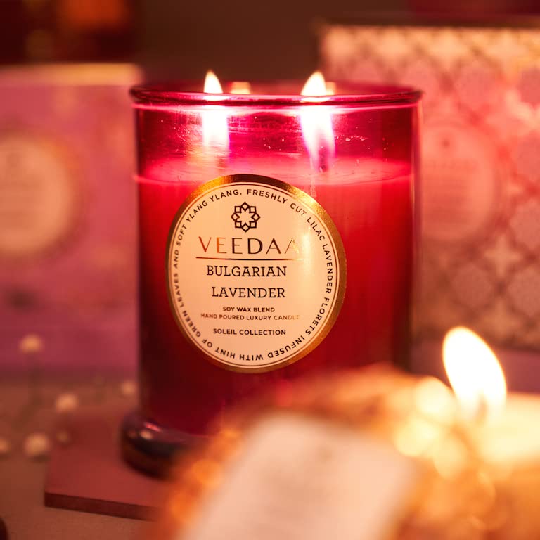 VEEDAA Bulgarian Lavender Danube Glass Soy Scented Candle Burns 45 hours - Image 3