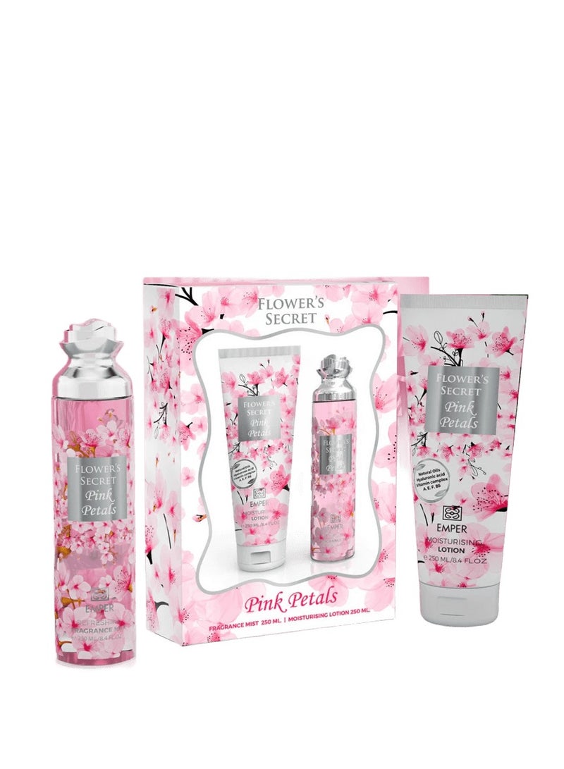 emper Flower's Secret Pink Petals - Fragrance Mist 250mL + Moisturising Lotion 250mL - Image 1
