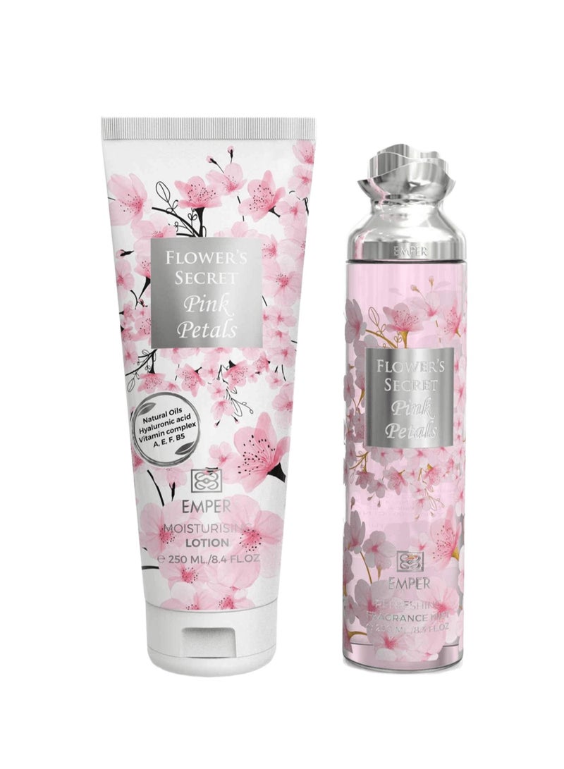 emper Flower's Secret Pink Petals - Fragrance Mist 250mL + Moisturising Lotion 250mL - Image 2