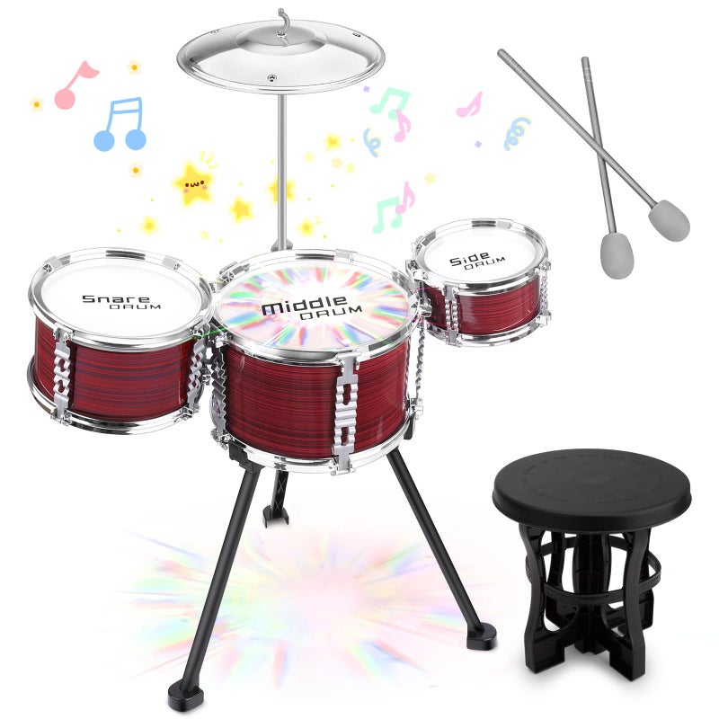 CHADRIGIVS Upgraded Toddler Drum Set with Lights Kids Jazz Drum Kit Musical Instrument Toys for Toddler 35 Boys Girls Christmas Birthday Gift - Image 4
