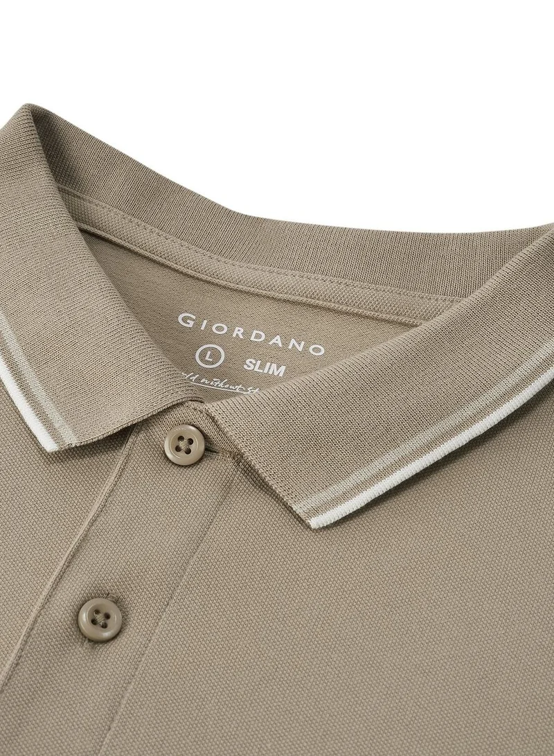 GIORDANO  Men's Slim Fit Pique Polo: Elevated Comfort, Modern Style for Men | Best Price UAE