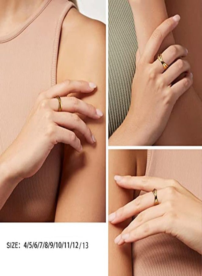 JAJAFOOK 6PCS 1.5mm Trinity Rolling Interlocked Rings Set Hypoallergenic Stainless Steel Triple Band Stackable Rings Sensory Fidget Jewelry, 8 - Image 4