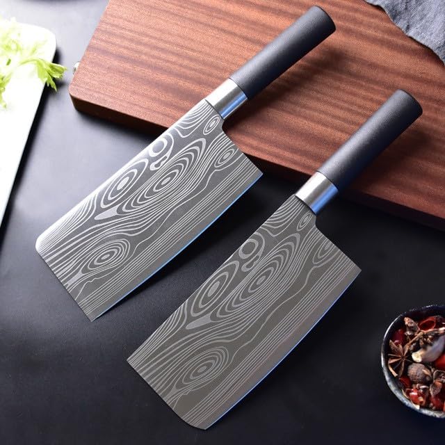 Machado Damascus Corrugated Designed German Stainless Steel Kitchen Knife Set, Chef's | Slicing | Vegetable Cutting & Chopping Stainless Steel Knives, Household Knife Set, Kitchen Gadgets - Set of 2 - Image 2