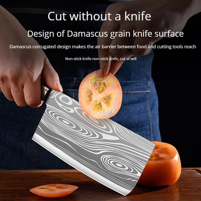 Machado Damascus Corrugated Designed German Stainless Steel Kitchen Knife Set, Chef's | Slicing | Vegetable Cutting & Chopping Stainless Steel Knives, Household Knife Set, Kitchen Gadgets - Set of 2 - Image 5