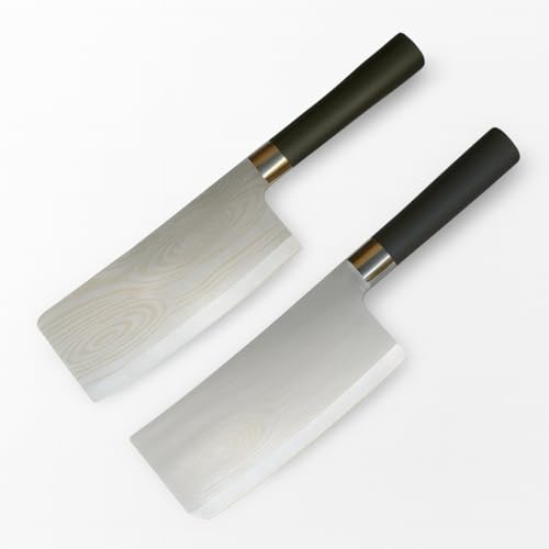 Machado Damascus Corrugated Designed German Stainless Steel Kitchen Knife Set, Chef's | Slicing | Vegetable Cutting & Chopping Stainless Steel Knives, Household Knife Set, Kitchen Gadgets - Set of 2 - Image 1