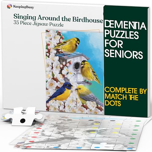 Keeping Busy 35 Piece Birdhouse Dementia Puzzles for Seniors Color Coded with Templates Easy Puzzles for Dementia Patients Gifts for Elderly Women in Nursing Home Men Gift for Nursing Home Residents - Image 1