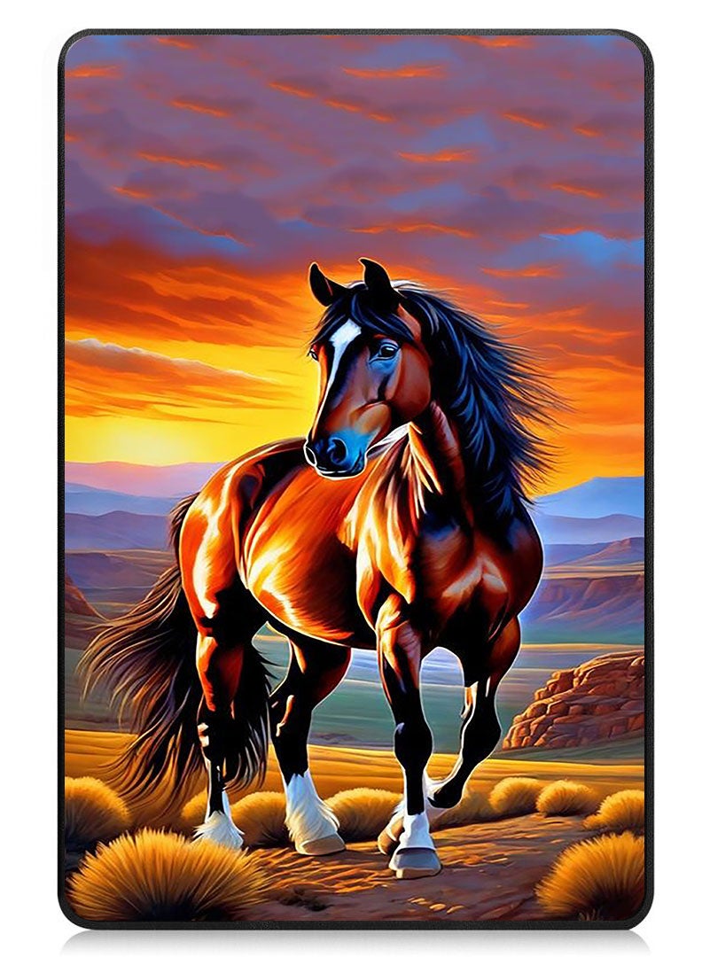 Theodor Protective Flip Case For Apple iPad mini 7th Generation (A17 Pro 2024 Model) (Mini 6 2021 Model  6th Generation) With Trifold Stand Auto Wake Sleep Shockproof Cover Horse Painting - Image 1