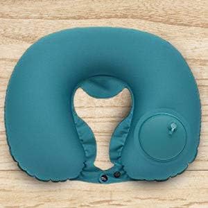 Sarjak Foldable Travel Pillow That can be inflated at The Push of a Button Green Soft Fabric - Image 5