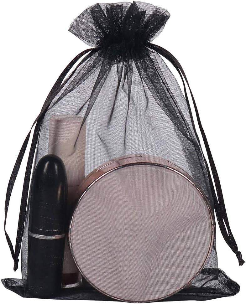 YQL Black Organza Bags,100PCS 5x7 Inch Gift Favor Bags Mesh Fruit Protection Bags Jewelry Pouches Sachet Bags Wedding Party - Image 3