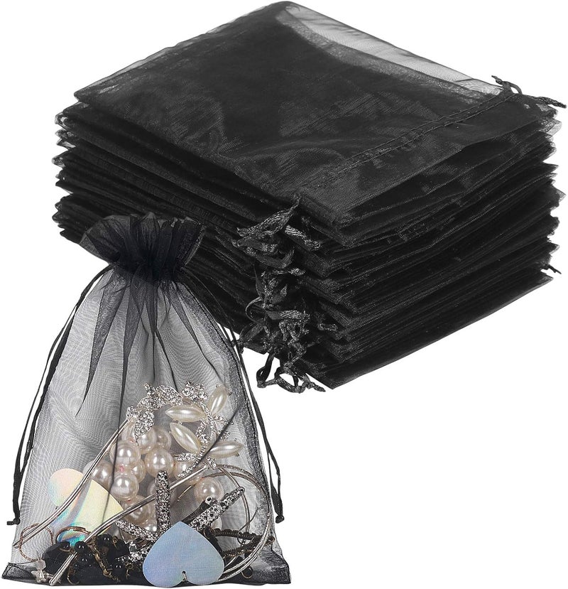 YQL Black Organza Bags,100PCS 5x7 Inch Gift Favor Bags Mesh Fruit Protection Bags Jewelry Pouches Sachet Bags Wedding Party - Image 1
