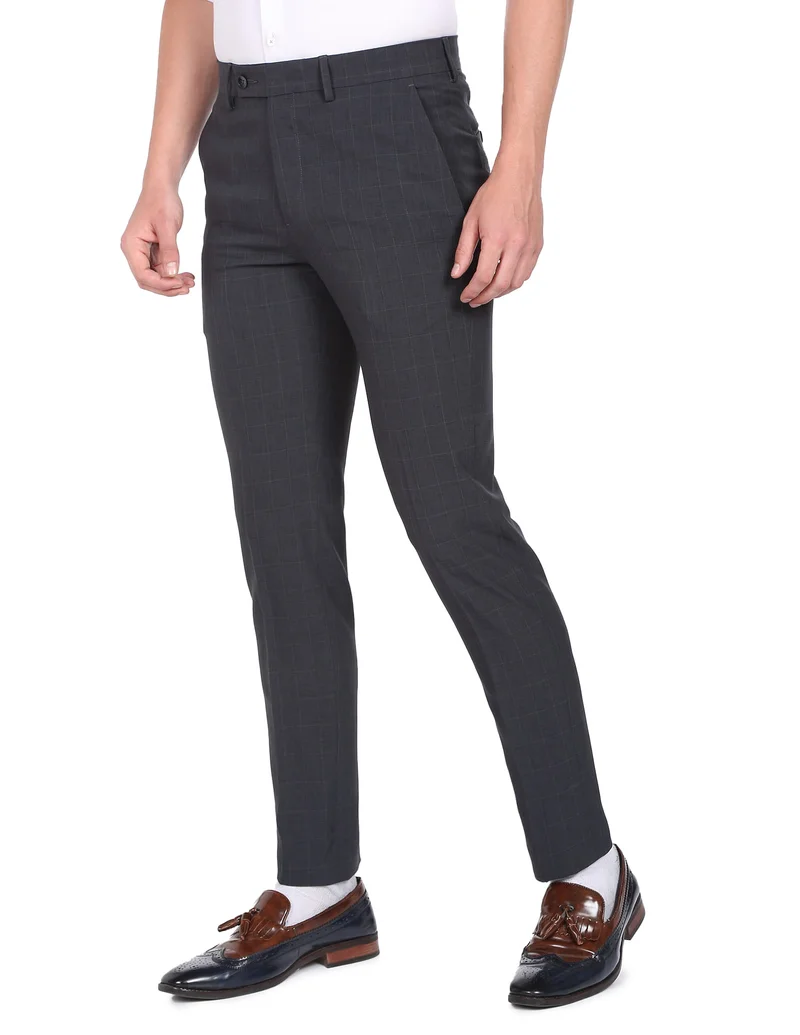 Arrow Dark Grey Jackson Super Slim Fit Smart Flex Trousers for Men | Best Price UAE
