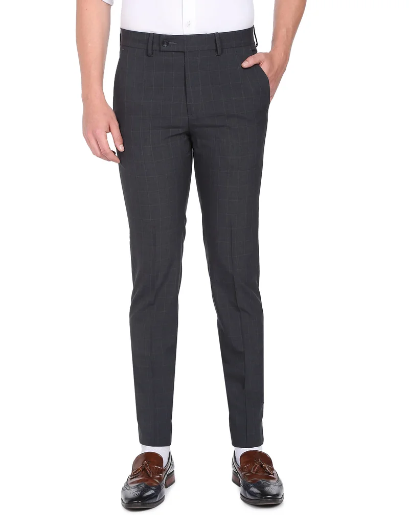 Arrow Dark Grey Jackson Super Slim Fit Smart Flex Trousers for Men | Best Price UAE