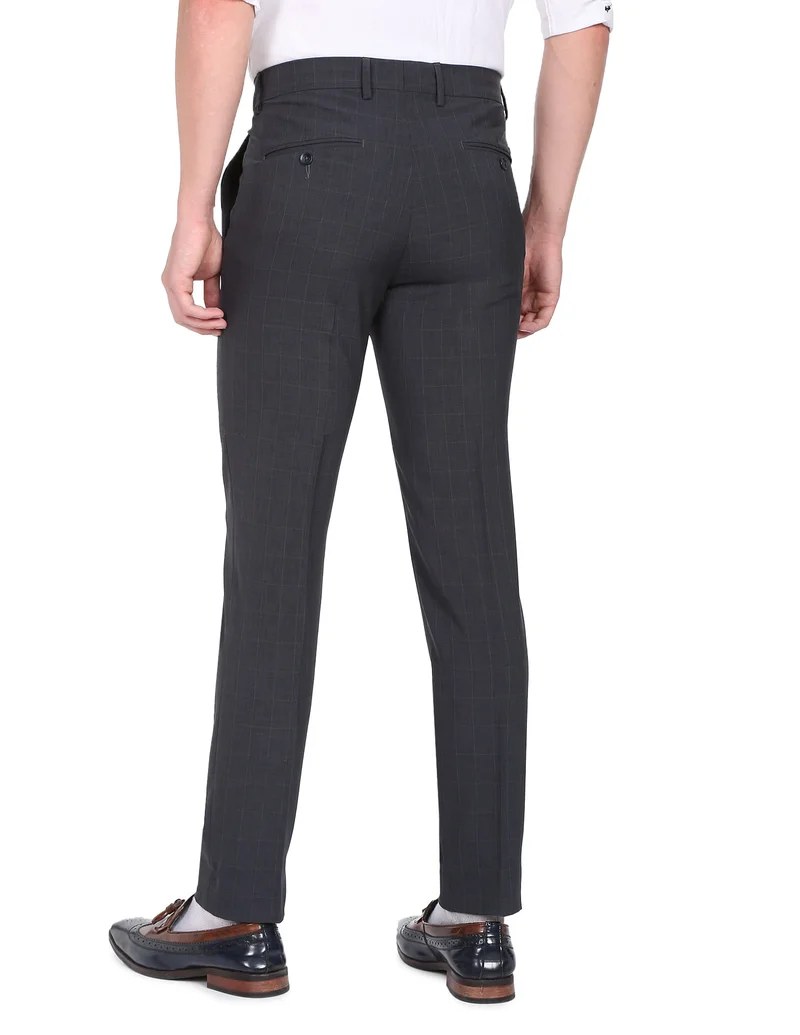 Arrow Dark Grey Jackson Super Slim Fit Smart Flex Trousers for Men | Best Price UAE