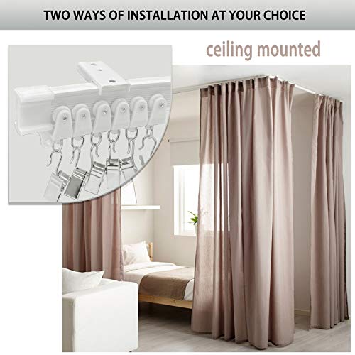 KOLAKO Ceiling Curtain Track, Curtain Track Wall Mount - Two Ways To Install, 16Ft Curtain Rails Room Divider Flexible Sliding Curved Curtain Track System for Rv Shower Curtain Rods - Image 4