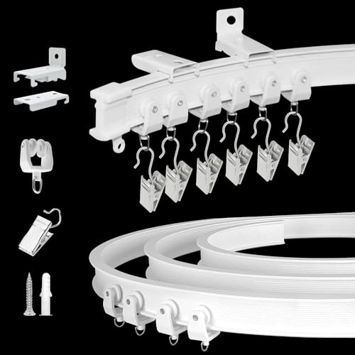 KOLAKO Ceiling Curtain Track, Curtain Track Wall Mount - Two Ways To Install, 16Ft Curtain Rails Room Divider Flexible Sliding Curved Curtain Track System for Rv Shower Curtain Rods - Image 1