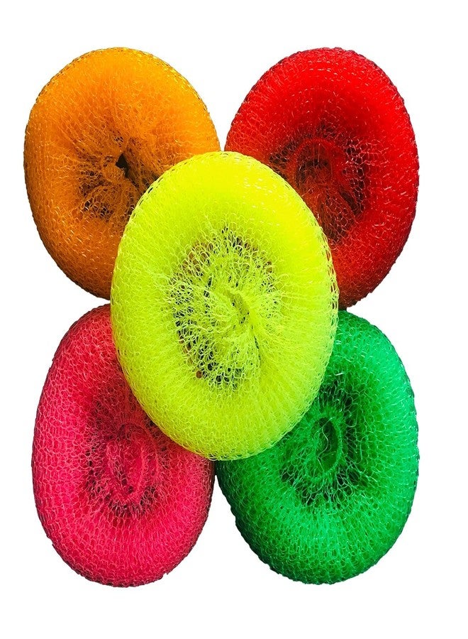 Triohomes Plastic Round Nylon Scrubbers for Teflon pots and Pans Cleans up Big Messes with Little Effort Safe for Non-Stick cookware (Multicolour, Medium) (12) - Image 4