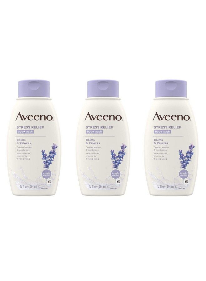 Aveeno غسول الجسم المهدئ لتخفيف التوتر مع الشوفان المهدئ واللافندر والبابونج والزيوت العطرية من الإيلنغ، غسول الجسم المهدئ الخالي من الصبغة والصابون، 12 أونصة سائلة (عبوة من 3 قطع) - Image 2
