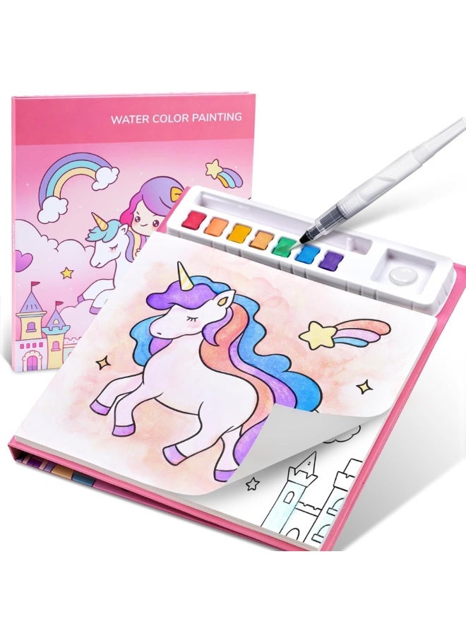 Mumfactory Paint Water Coloring Books Toys with for Toddlers Girls Ages 3-5 4-6, Unicorn - Image 1
