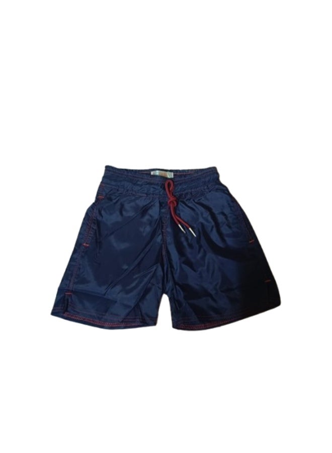 شورت سباحة سريع الجفاف للأطفال، أزرق داكن، برباط خصر، شورت سباحة للشاطئ - Image 2