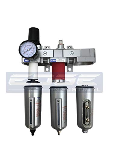 EDGE INDUSTRIAL 3 STAGE, HEAVY DUTY INDUSTRIAL GRADE FILTER REGULATOR COALESCING DESICCANT DRYER SYSTEM FOR COMPRESSED AIR LINES, METAL BOWLS, GREAT FOR PAINT SPRAY AND PLASMA CUTTER (1/2" NPT, AUTO DRAIN) - Image 3