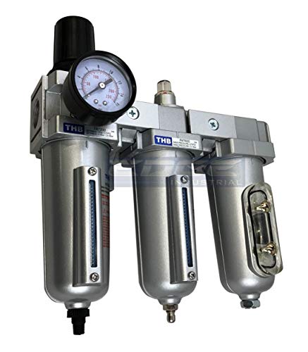 EDGE INDUSTRIAL 3 STAGE, HEAVY DUTY INDUSTRIAL GRADE FILTER REGULATOR COALESCING DESICCANT DRYER SYSTEM FOR COMPRESSED AIR LINES, METAL BOWLS, GREAT FOR PAINT SPRAY AND PLASMA CUTTER (1/2" NPT, AUTO DRAIN) - Image 2