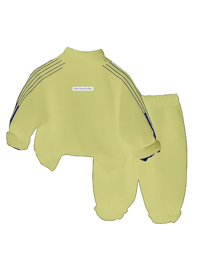 LITTLE SURPRISE BOX Light Green Letter B Monogram 3 Pcs Track Suit Set For Toddlers And Kids