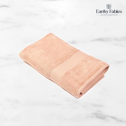 Earthy Fables Premium Bath Towel - 100% Combed Cotton, 600 GSM, Ultra Soft, Quick Dry and Highly Absorbent for Home, Travel and Acne-Prone Skin, 140 x 70 cm, Peach - Image 3