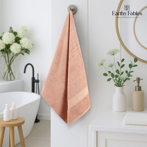 Earthy Fables Premium Bath Towel - 100% Combed Cotton, 600 GSM, Ultra Soft, Quick Dry and Highly Absorbent for Home, Travel and Acne-Prone Skin, 140 x 70 cm, Peach - Image 2