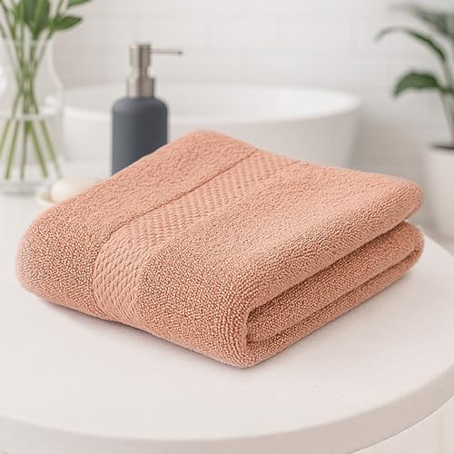 Earthy Fables Premium Bath Towel - 100% Combed Cotton, 600 GSM, Ultra Soft, Quick Dry and Highly Absorbent for Home, Travel and Acne-Prone Skin, 140 x 70 cm, Peach - Image 1