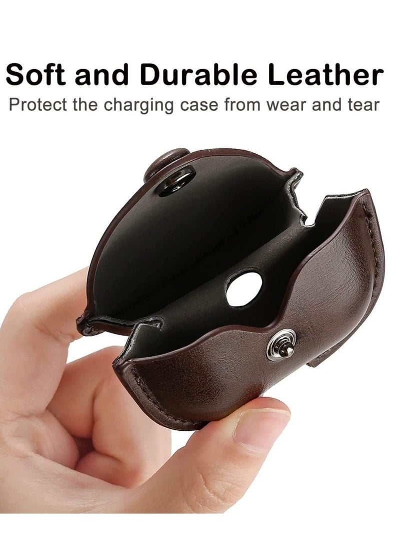 ELTRAZONE airPods 3rd Generation Case (2021), Leather Protective Case Skin Cover with Keychain and Lock for Apple airpods 3 Case Women Men (Chocolate Brown) - Image 3