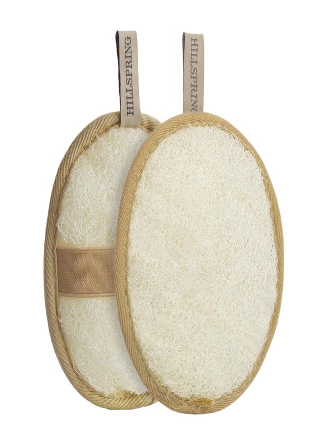 HillSpring Natural Loofah Pad Exfoliating Body Scrubber,Double Sided Oval Luffa Sponges for Men and Women’s SPA, Eco-Friendly Bath Shower Exfoliator 1 Pack 2pcs (Brown) - Image 1