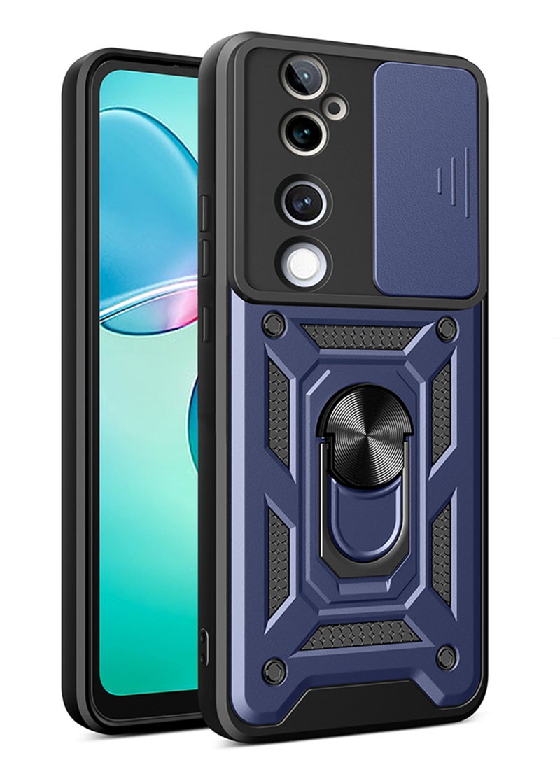 Generic حافظة ل VIVO V40 5G / V40 Pro 5G مع غطاء كاميرا منزلق، مسند، PC+TPU ثنائي الطبقةBlue  - Image 1