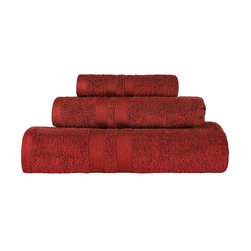 SUPERIOR UltraSoft 3Piece Cotton Towel Set Daily Use for Bathroom Guest Room Quick Dry Set Includes 1 Bath Towel 1 Hand Towel and 1 Washcloth Essential Plush Towels for Home  Maroon