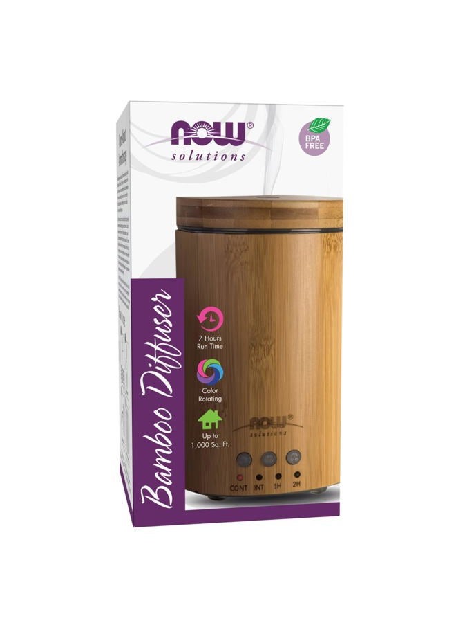 NOW Essential Oils, Ultrasonic Real Bamboo Aromatherapy Oil Diffuser, Extremely Quiet, Heat Free and Easy to Clean, Color Changing LED Diffuser - Image 1