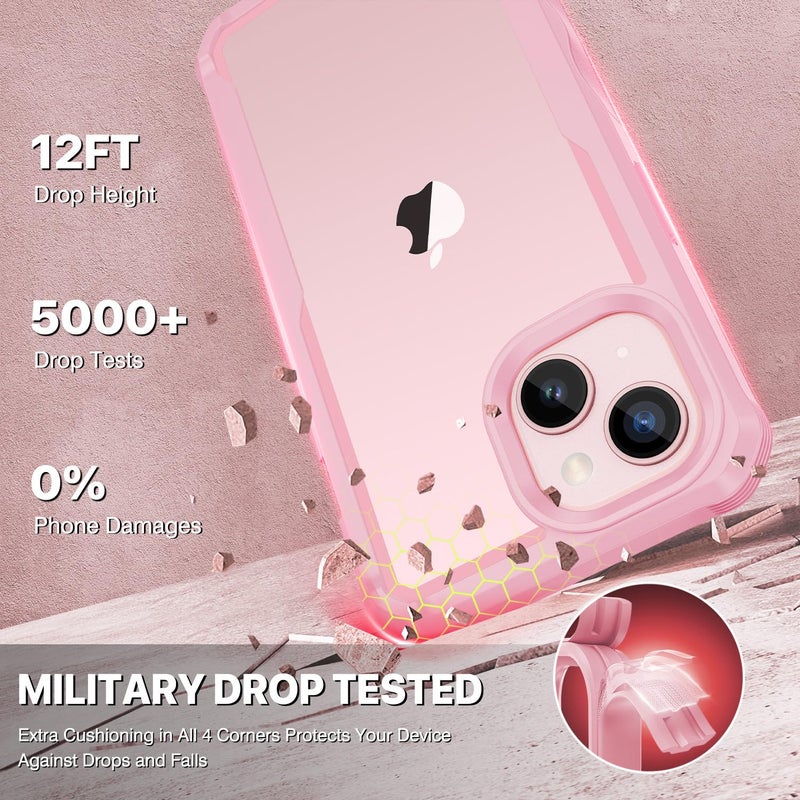 CENHUFO Privacy for iPhone 15 Case, Full Body Phone Case with Built-in 9H Tempered Glass Privacy Screen Protector and Camera Lens Protector, Anti Peep Spy Shockproof Bumper Clear Cover - Pink - Image 5