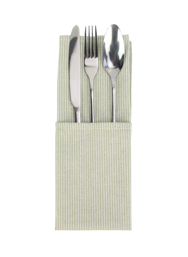 INFEI Narrow Striped Cotton Linen Blended Dinner Cloth Napkins - Set of 12 (40 x 30 cm) - for Events & Home Use (Green) - Image 3