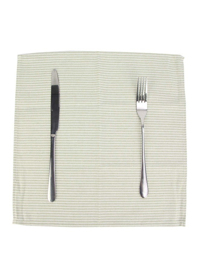 INFEI Narrow Striped Cotton Linen Blended Dinner Cloth Napkins - Set of 12 (40 x 30 cm) - for Events & Home Use (Green) - Image 5