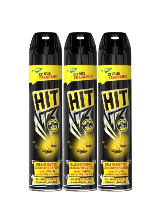 HIT All Insect Killer Citrus Fragrance 3 x 300ml  - Image 1