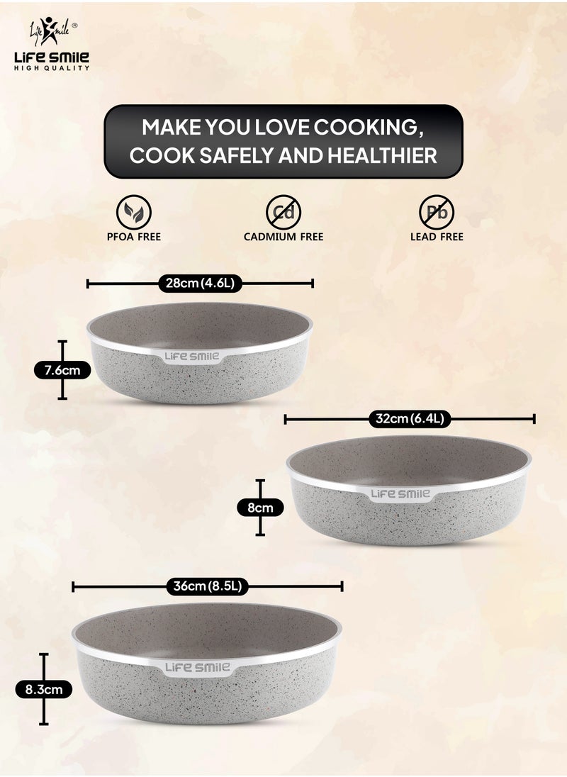 Life Smile Oven Pan Set - Non Stick PFOA Free Multi Layer Granite Coating Oven Dishes - Die Cast Aluminum Body Bakware Pans, Suitable For Baking in Oven or Cooking on Stove  - Image 3