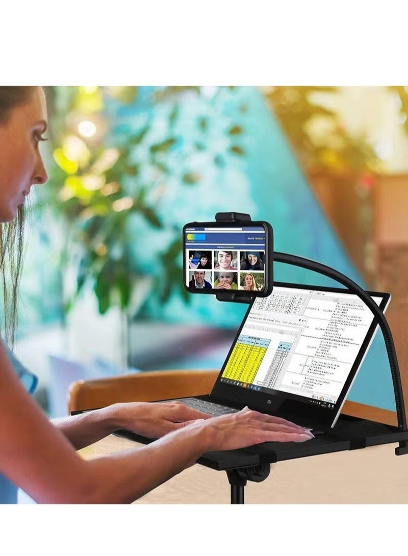 جينيكست حامل جهاز عرض، حامل كمبيوتر محمول محمول قابل للتعديل الارتفاع من 16 إلى 35 بوصة، حامل ثلاثي القوائم طويل قابل للطي للكمبيوتر للاستخدام الداخلي والخارجي (مع حامل هاتف) - Image 4