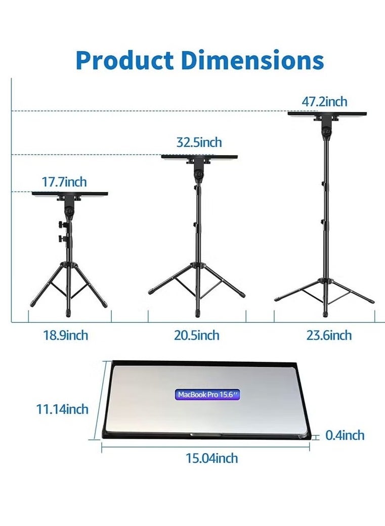 جينيكست حامل جهاز عرض، حامل كمبيوتر محمول محمول قابل للتعديل الارتفاع من 16 إلى 35 بوصة، حامل ثلاثي القوائم طويل قابل للطي للكمبيوتر للاستخدام الداخلي والخارجي (مع حامل هاتف) - Image 2