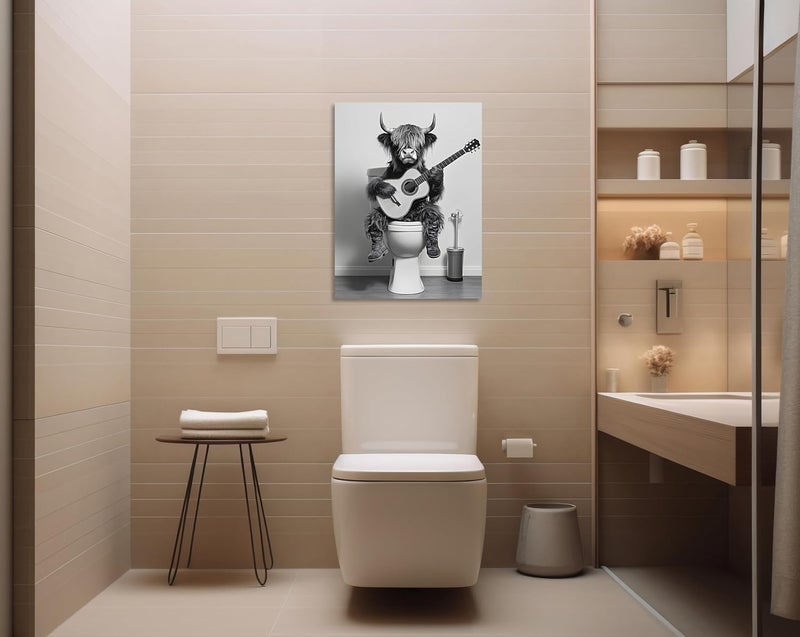 OWNANRTHM Funny Cow Bathroom Wall Art - Image 3