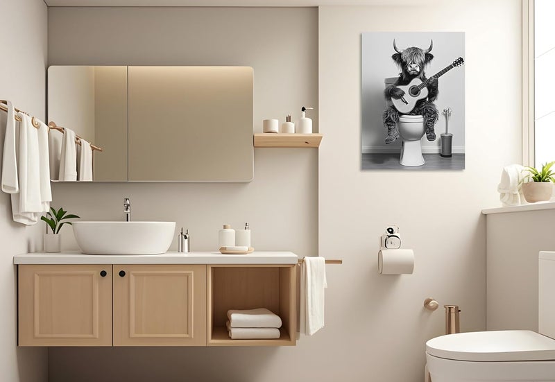 OWNANRTHM Funny Cow Bathroom Wall Art - Image 4