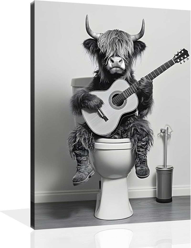 OWNANRTHM Funny Cow Bathroom Wall Art - Image 1