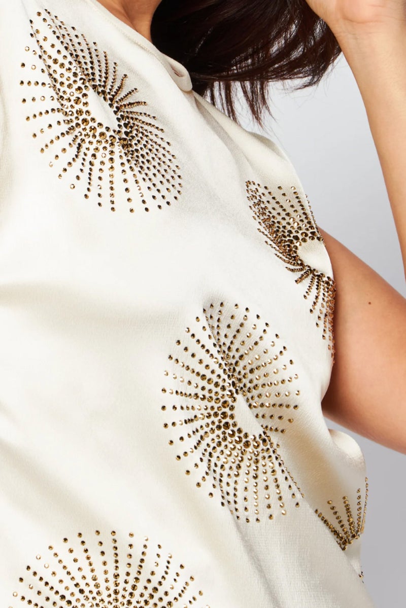 STELLA MCCARTNEY Women Textured Round Neck Sleeveless Top, Cream - Image 3