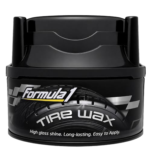 Formula 1 Tire Wax - Long Lasting Tire Gel for Black Glossy Tires, Water Resistant, Also for Plastic Trims and Black Bumper, Foam Applicator Included, 283g - Image 1