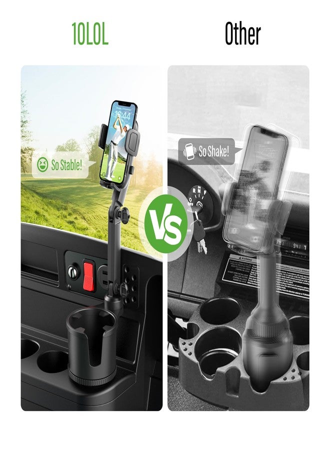 10L0L Updated ABS Golf Cart Cup Holder with Mobile Phone Holder Mount Compatible with Yamaha, EZGO, Club Car Golf Cart Model, 360° Rotatable Stand/One Click to Secure & Release/Expandable - Image 5