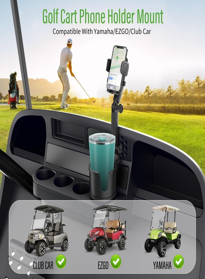 10L0L Updated ABS Golf Cart Cup Holder with Mobile Phone Holder Mount Compatible with Yamaha, EZGO, Club Car Golf Cart Model, 360° Rotatable Stand/One Click to Secure & Release/Expandable - Image 4