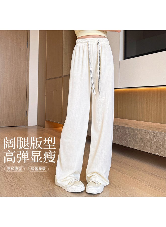 Modal Spring And Summer Lazy Style Wide-Leg Pants, Casual Trousers, Straight-Leg Pants, Fashionable Draped Casual Solid Color Floor-Length Trousers - Image 3